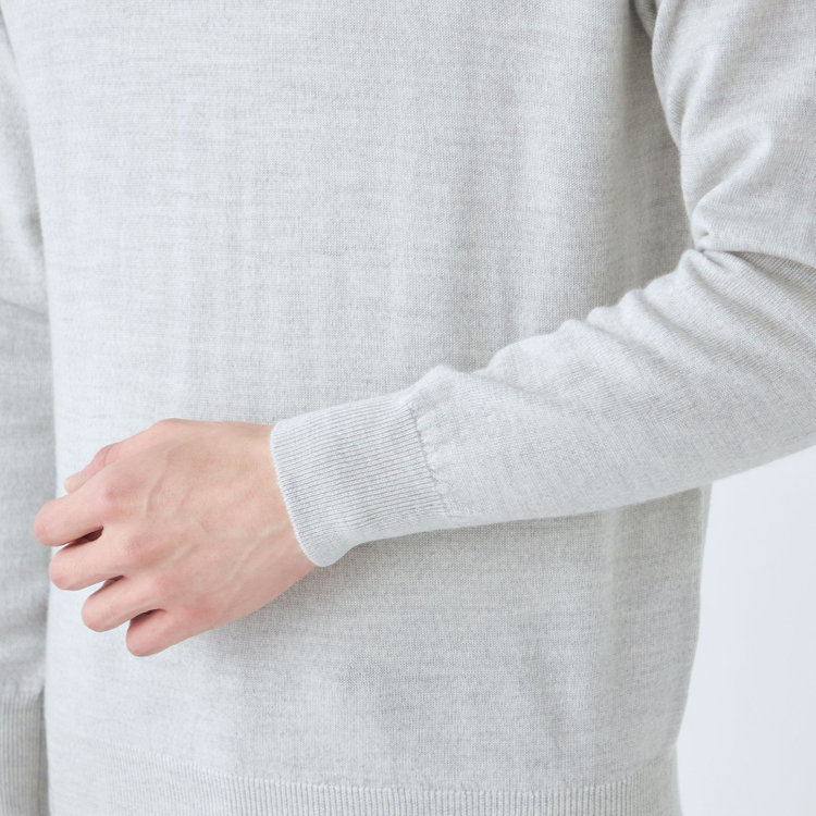 スーツセレクト 【発送在庫あり】【RBC】【秋冬】ウール100％タートルネックニットセーター/ライトグレー/ZEGNA BARUFFA/マシンウォッシャブル グレー淡色