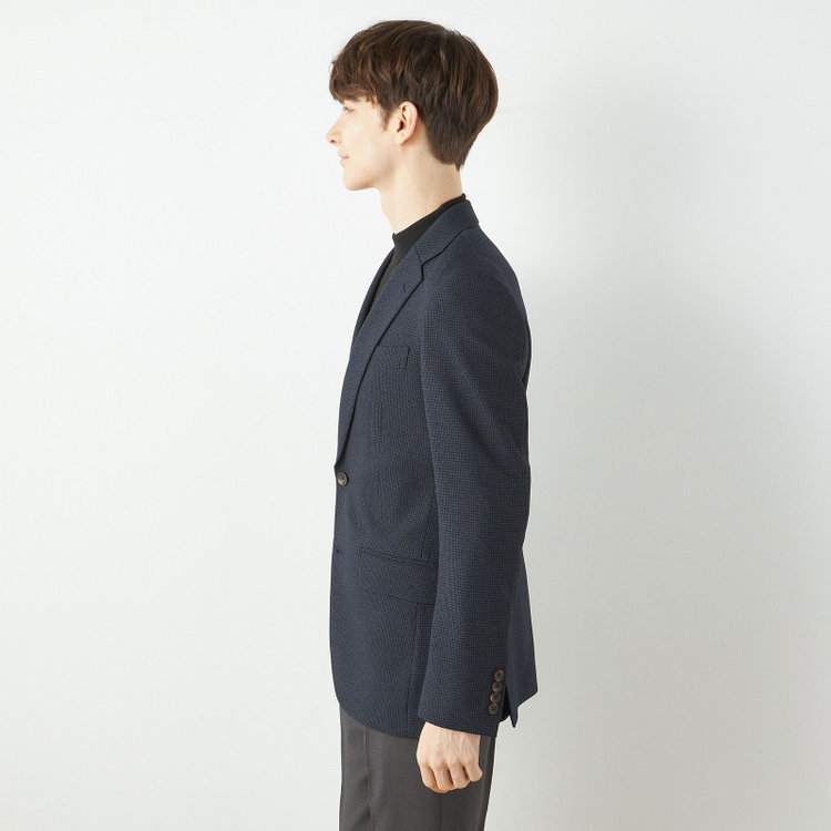 シルバーライン 【CLASSICO TAPERED】【秋冬】コーディネートパンツ付き/2釦シングルスーツ 1タック/ネイビー×ハウンドトゥース+グレーソリッドパンツ/ウエストムーブ/4S SUSTAINABILITY&ECOLOGY FABRIC/※パンツ裾上げ済仕様 青中間