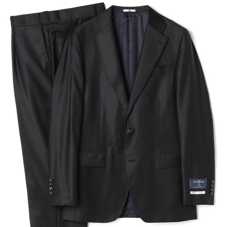 【先行予約】【CLASSICO TAPERED】【秋冬】2釦シングルスーツ 1タック/ブラック×ソリッド/ウエストムーブ/ Ermenegildo Zegna TREFEO /※裾上げ必要