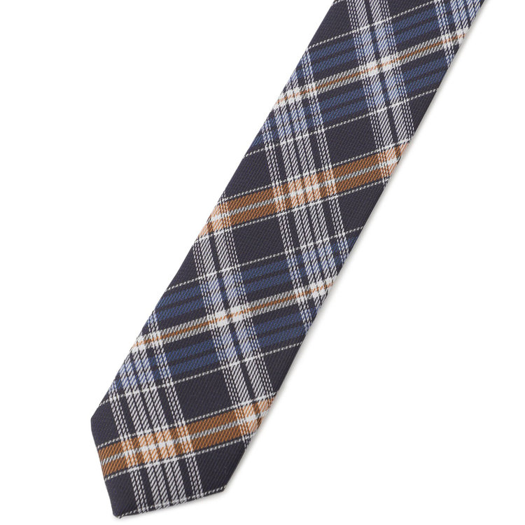 シルバーライン 【SILVER LINE】シルクブレンドチェックネクタイ 8.0cm幅/ネイビー×ブラウン その他