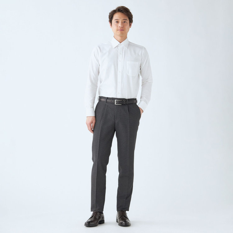シルバーライン 【RBC】【春夏】ポリエステル1タックテーパードパンツ/グレー×チェック/ウエストムーブ仕様/4S SUSTAINABILITY&ECOLOGY FABRIC/※裾上げ必要 グレー濃色