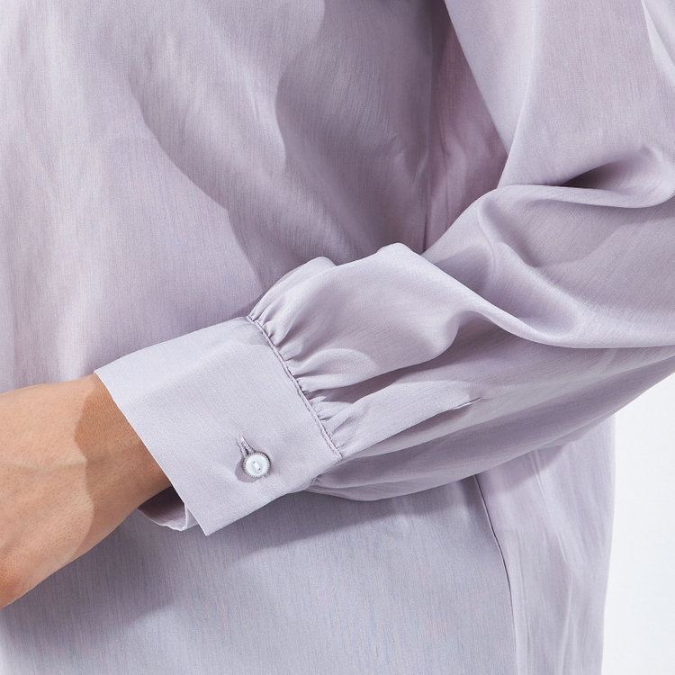 シルバーライン 【SL/長袖】バンドカラー比翼仕様/パープル/「ストレッチ」「通気性」「吸水・速乾」 紫淡色