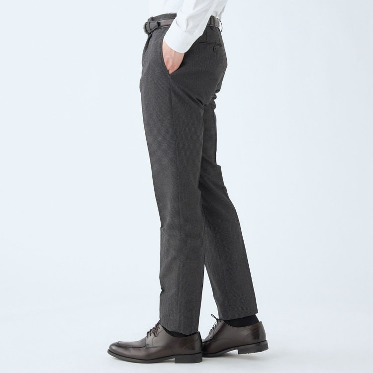 シルバーライン 【RBC】【春夏】ポリエステル1タックテーパードパンツ/グレー×チェック/ウエストムーブ仕様/4S SUSTAINABILITY&ECOLOGY FABRIC/※裾上げ必要 グレー濃色