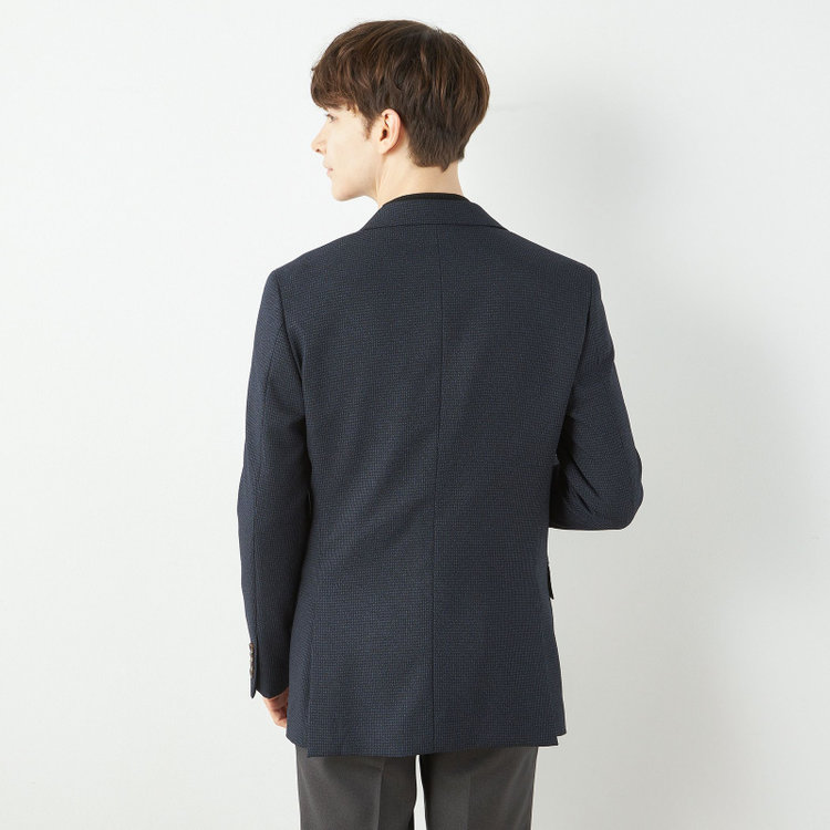 シルバーライン 【CLASSICO TAPERED】【秋冬】コーディネートパンツ付き/2釦シングルスーツ 1タック/ネイビー×ハウンドトゥース+グレーソリッドパンツ/ウエストムーブ/4S SUSTAINABILITY&ECOLOGY FABRIC/※パンツ裾上げ済仕様 青中間