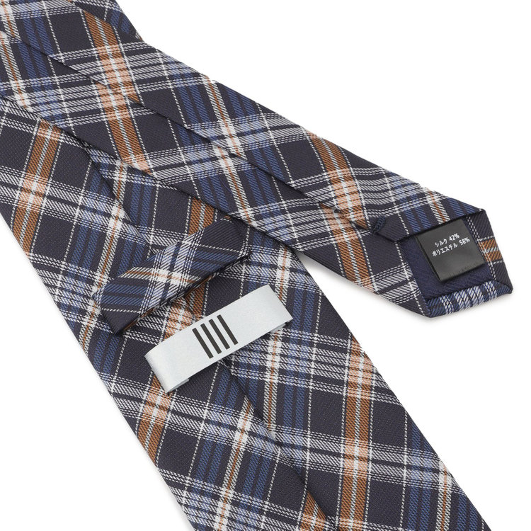 シルバーライン 【SILVER LINE】シルクブレンドチェックネクタイ 8.0cm幅/ネイビー×ブラウン その他