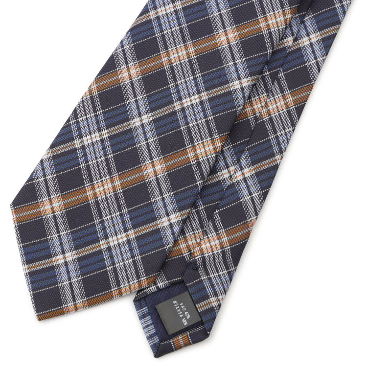 シルバーライン 【SILVER LINE】シルクブレンドチェックネクタイ 8.0cm幅/ネイビー×ブラウン その他