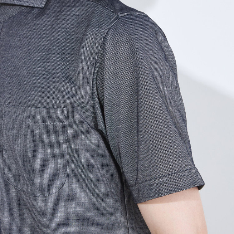 シルバーライン 【RBC/五分袖】カッタウェイビズポロシャツ プルオーバータイプ/ネイビーグレー/4S コットンブレンド 青濃色