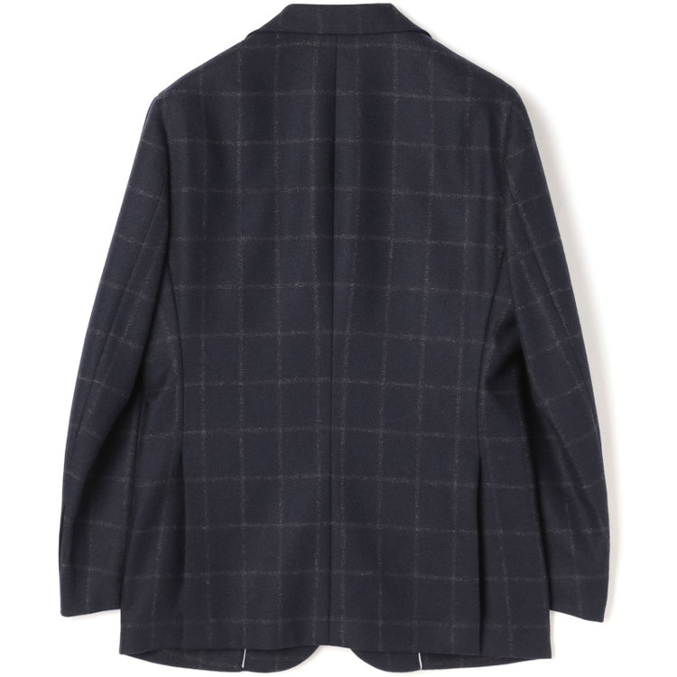 シルバーライン 【発送在庫あり】【CLASSICO TAPERED】【秋冬】2釦シングルジャケット/ネイビー×ブラウンチェック/RE:NEWOOL 紺中間
