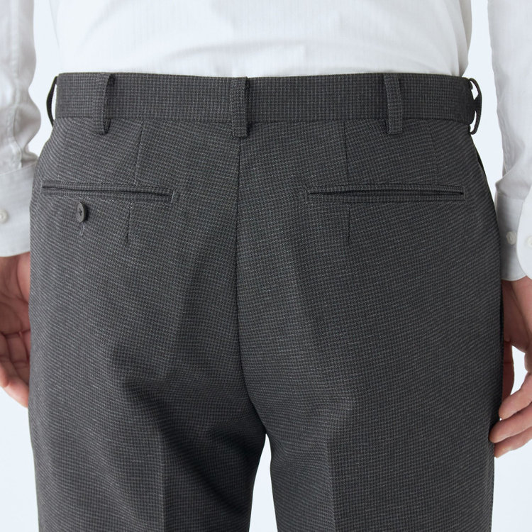 シルバーライン 【RBC】【春夏】ポリエステル1タックテーパードパンツ/グレー×チェック/ウエストムーブ仕様/4S SUSTAINABILITY&ECOLOGY FABRIC/※裾上げ必要 グレー濃色