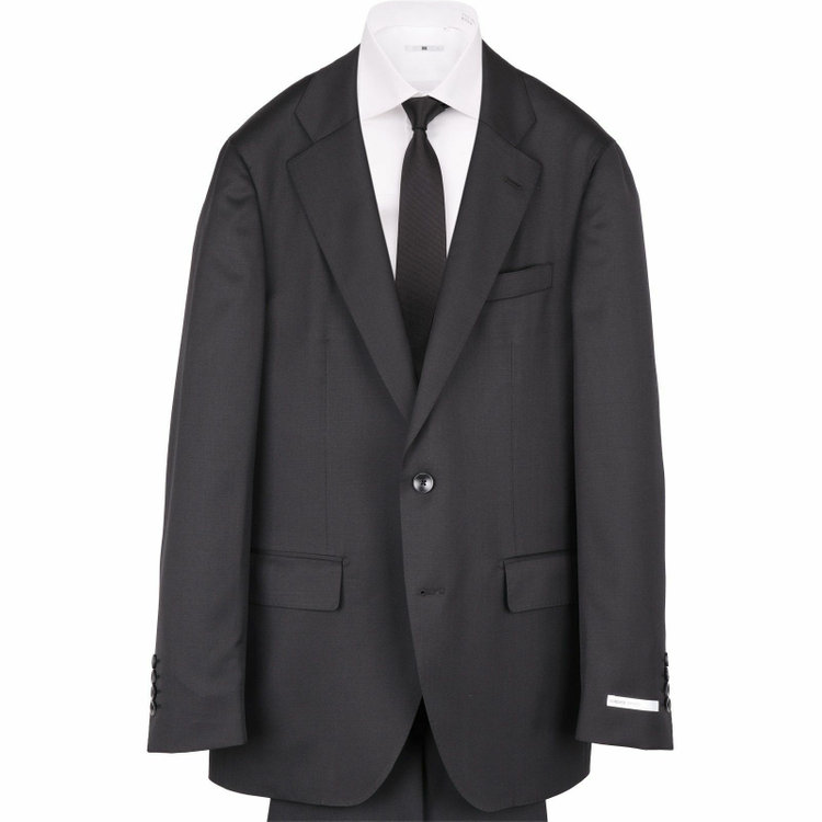スーツセレクト 【WEB限定/OUTLET】【CLASSICO TAPERED】【秋冬】2釦シングルスーツ 1タック/ブラック×ソリッド グレー系(灰)