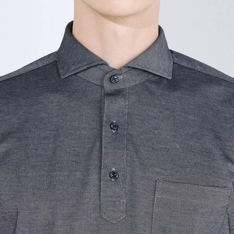 シルバーライン 【RBC/五分袖】カッタウェイビズポロシャツ プルオーバータイプ/ネイビーグレー/4S コットンブレンド 青濃色