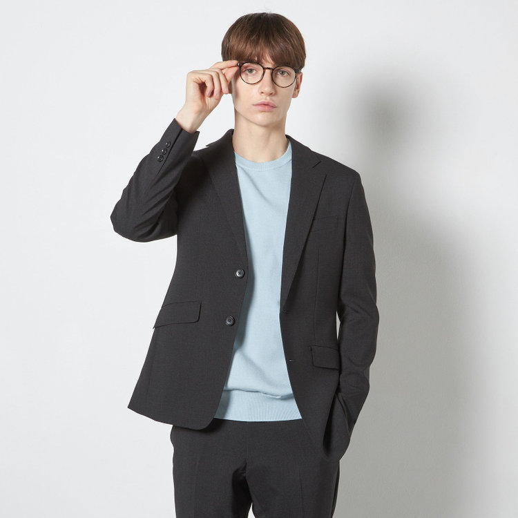 スーツセレクト 【RBC】【5分袖】コットンブレンドクルーネックニット/ブルー/「マシンウォッシャブル」「UVカット」「接触冷感」 青淡色