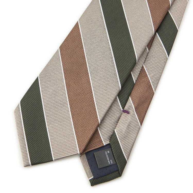 シルバーライン 【SILVER LINE】シルクブレンドストライプネクタイ 8.0cm幅/グリーン×ブラウン その他