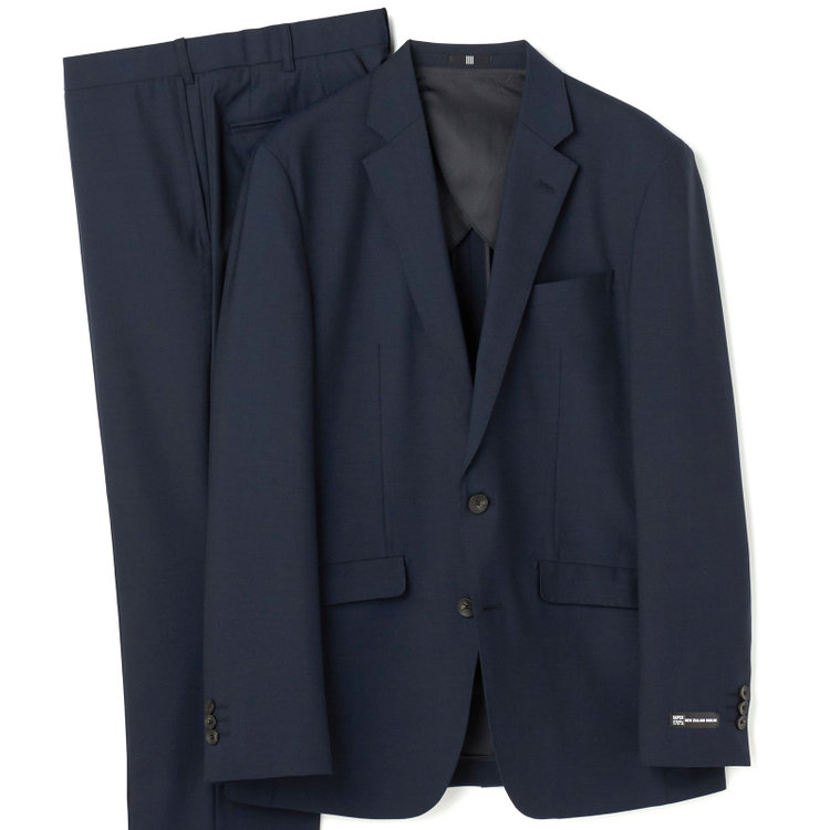 【SLIM TAPERED】【BLACK LINE】【春夏】2釦シングルスーツ/ネイビー/ウエストムーブ/NZ WOOL Super170's/SHOWER CLEAN/※パンツ裾上げ済仕様