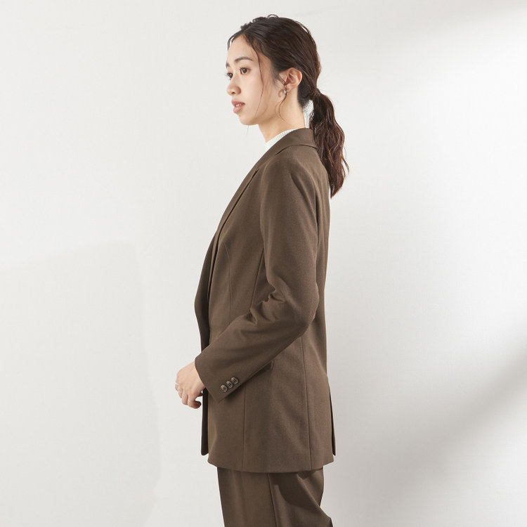 シルバーライン 【RELAX WIDE】【秋冬】 1釦シングルジャケットワイドパンツスーツ/ブラウン/4S SUSTAINABILITY&ECOLOGY FABRIC/※パンツ裾上げ済仕様 茶中間
