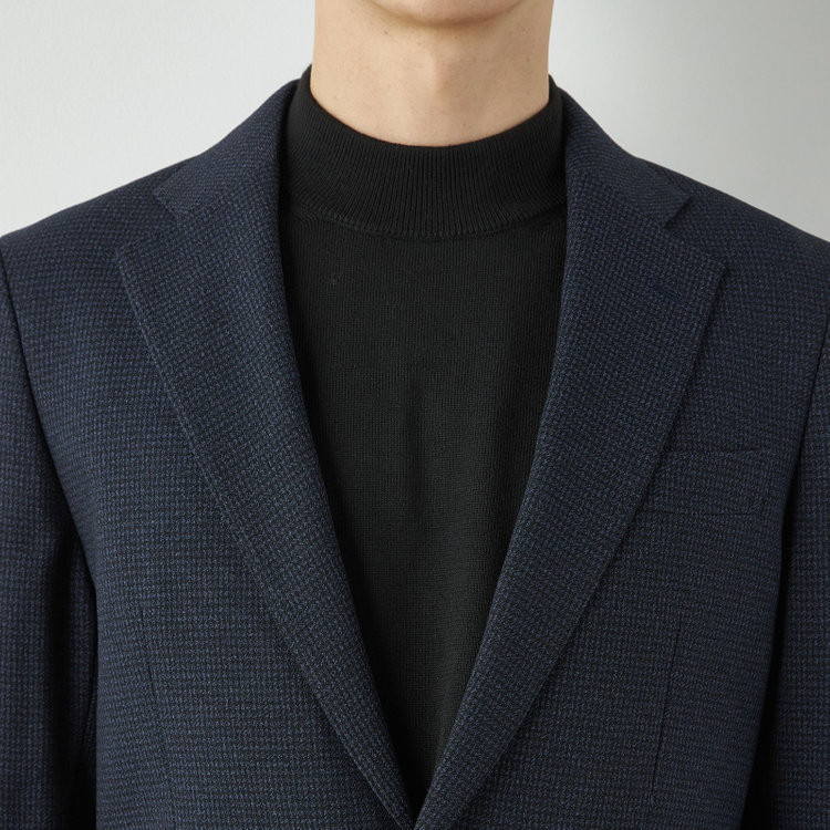 シルバーライン 【CLASSICO TAPERED】【秋冬】コーディネートパンツ付き/2釦シングルスーツ 1タック/ネイビー×ハウンドトゥース+グレーソリッドパンツ/ウエストムーブ/4S SUSTAINABILITY&ECOLOGY FABRIC/※パンツ裾上げ済仕様 青中間