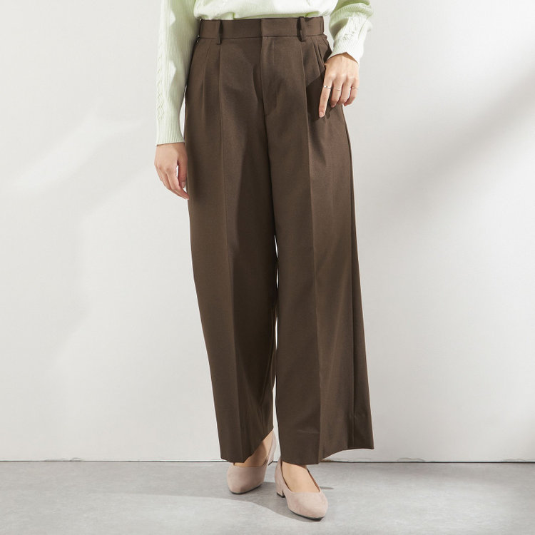 シルバーライン 【RELAX WIDE】【秋冬】 1釦シングルジャケットワイドパンツスーツ/ブラウン/4S SUSTAINABILITY&ECOLOGY FABRIC/※パンツ裾上げ済仕様 茶中間