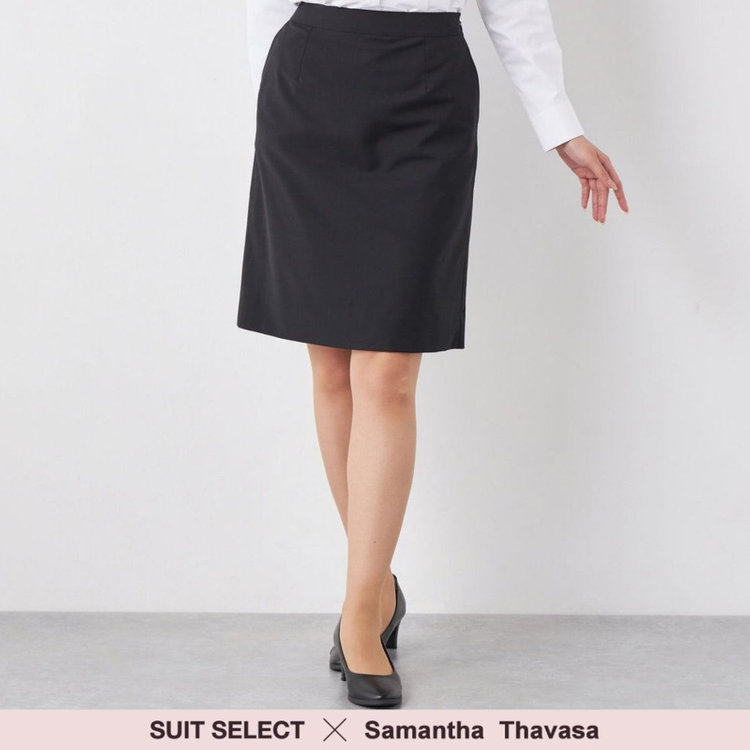 ブラックライン 【SUIT SELECT×Samantha Thavasa】【年間】バックフレアセミタイトスカート/究極のブラック/4S/マシンウォシャブル/就活スーツ・リクルートスーツ 黒