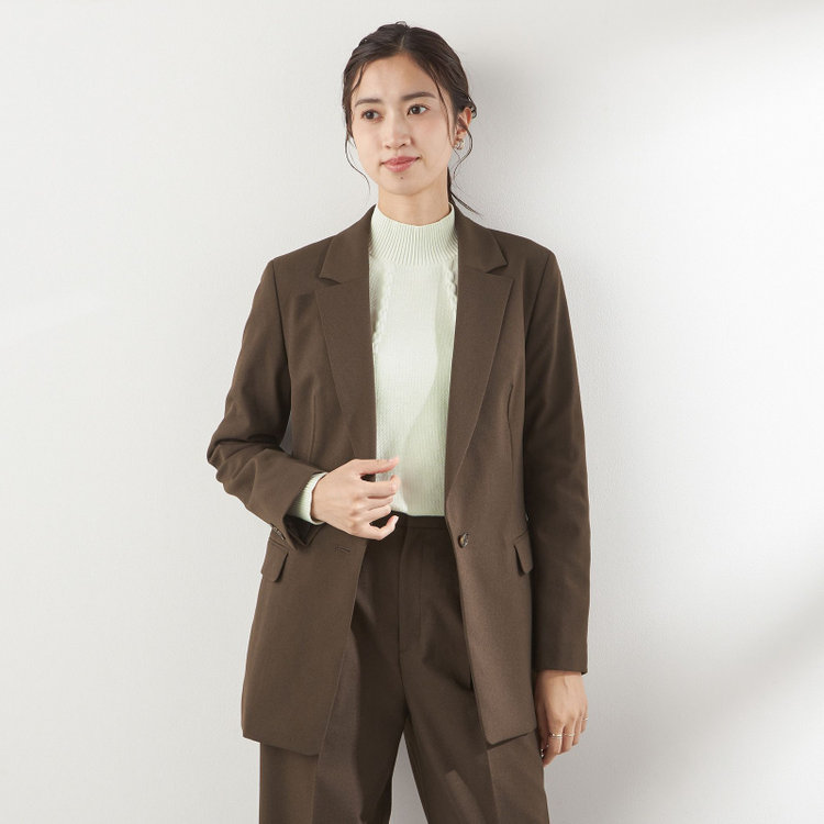 シルバーライン 【RELAX WIDE】【秋冬】 1釦シングルジャケットワイドパンツスーツ/ブラウン/4S SUSTAINABILITY&ECOLOGY FABRIC/※パンツ裾上げ済仕様 茶中間