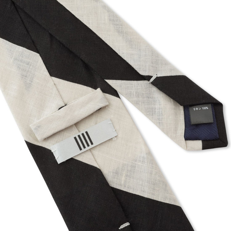 シルバーライン 【SILVER LINE】リネンストライプネクタイ 8.0cm幅/オフホワイト×ブラック その他