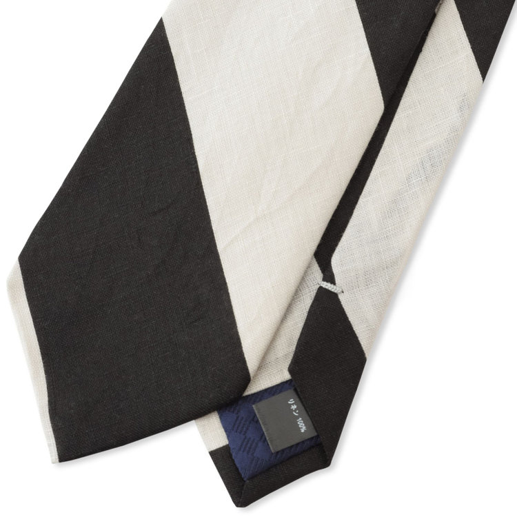 シルバーライン 【SILVER LINE】リネンストライプネクタイ 8.0cm幅/オフホワイト×ブラック その他