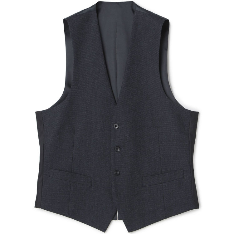 ブラックライン 【SLIM TAPERED_2】【秋冬】2釦シングルスリーピーススーツ 0タック/ネイビー/ウエストシャーリング/4S SUSTAINABILITY&ECOLOGY FABRIC/※パンツ裾上げ済仕様 紺濃色