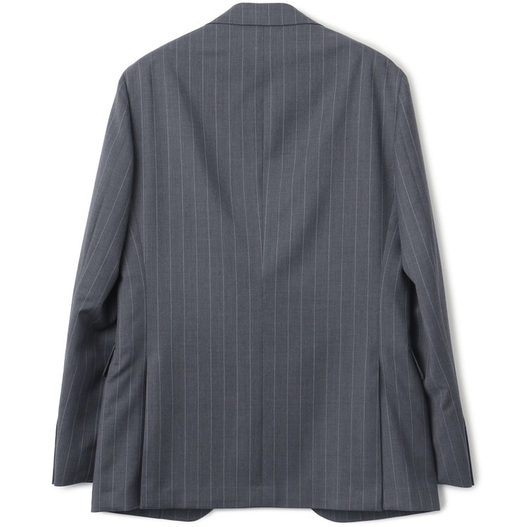 シルバーライン 【CLASSICO TAPERED】【春夏】3釦段返りシングルスーツ 2タック/グレー×ストライプ/ウエストムーブ仕様/MARZOTTO/※パンツ裾直し必要 グレー中間
