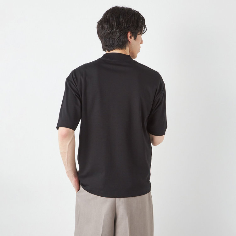 スーツセレクト 【RBC/五分袖】プレミアムコットンTシャツ / モックネック / ブラック 黒