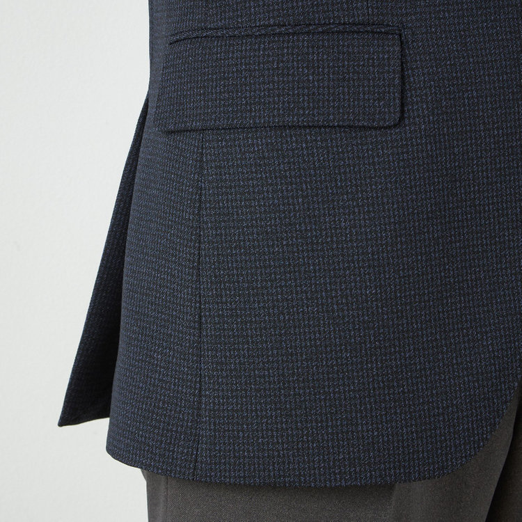 シルバーライン 【CLASSICO TAPERED】【秋冬】コーディネートパンツ付き/2釦シングルスーツ 1タック/ネイビー×ハウンドトゥース+グレーソリッドパンツ/ウエストムーブ/4S SUSTAINABILITY&ECOLOGY FABRIC/※パンツ裾上げ済仕様 青中間