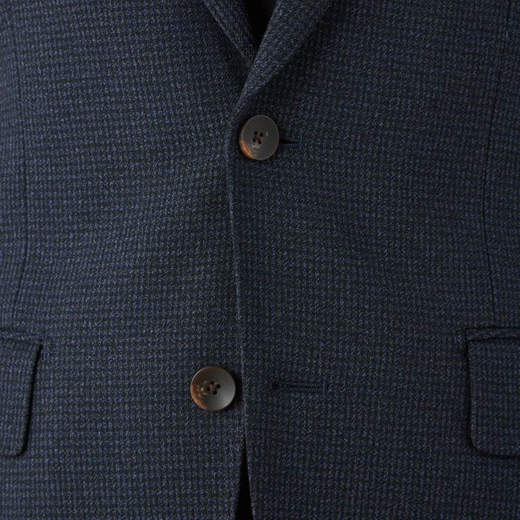 シルバーライン 【CLASSICO TAPERED】【秋冬】コーディネートパンツ付き/2釦シングルスーツ 1タック/ネイビー×ハウンドトゥース+グレーソリッドパンツ/ウエストムーブ/4S SUSTAINABILITY&ECOLOGY FABRIC/※パンツ裾上げ済仕様 青中間