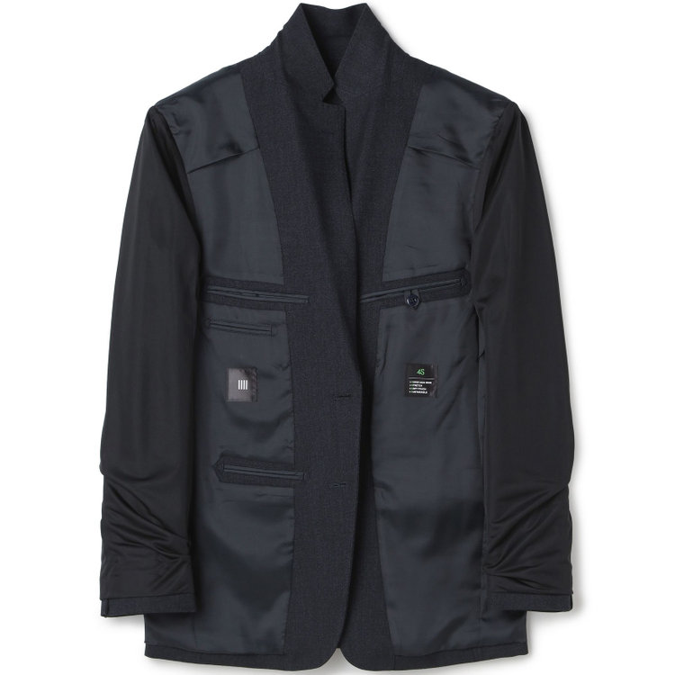 ブラックライン 【SLIM TAPERED_2】【秋冬】2釦シングルスリーピーススーツ 0タック/ネイビー/ウエストシャーリング/4S SUSTAINABILITY&ECOLOGY FABRIC/※パンツ裾上げ済仕様 紺濃色