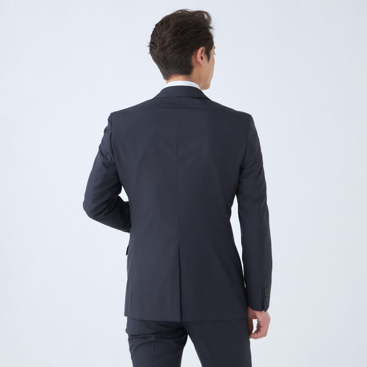 ブラックライン 【SLIM TAPERED_2】【年間】スペアパンツ付き/2釦シングルスーツ 0タック/ネイビー×ソリッド/THE RECRUIT STYLE/SHOWER CLEAN/※裾上げ必要 紺中間