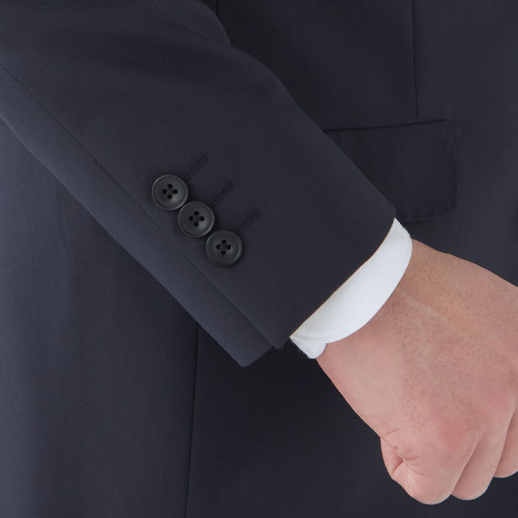 ブラックライン 【SLIM TAPERED_2】【年間】スペアパンツ付き/2釦シングルスーツ 0タック/ネイビー×ソリッド/THE RECRUIT STYLE/SHOWER CLEAN/※裾上げ必要 紺中間