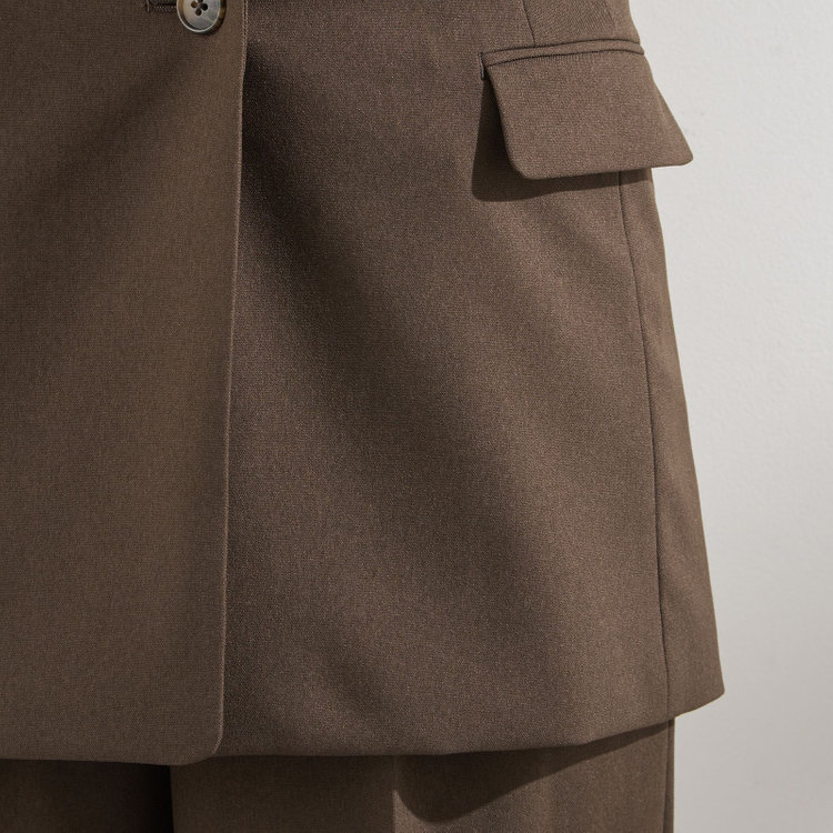 シルバーライン 【RELAX WIDE】【秋冬】 1釦シングルジャケットワイドパンツスーツ/ブラウン/4S SUSTAINABILITY&ECOLOGY FABRIC/※パンツ裾上げ済仕様 茶中間
