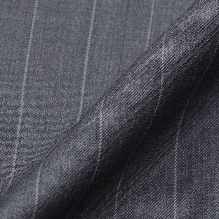 シルバーライン 【CLASSICO TAPERED】【春夏】3釦段返りシングルスーツ 2タック/グレー×ストライプ/ウエストムーブ仕様/MARZOTTO/※パンツ裾直し必要 グレー中間
