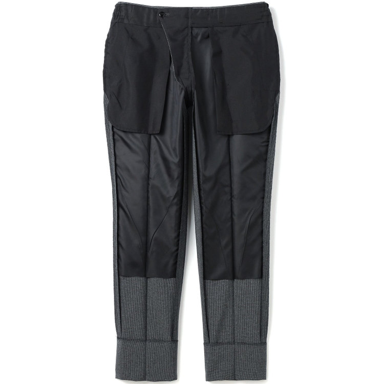 ブラックライン 【SLIM TAPERED_2】【春夏】2釦シングルスーツ 0タック/グレー&ブラック×ハウンドトゥース/ウエストシャーリング/4S SUSTAINABILITY&ECOLOGY FABRIC/※パンツ裾上げ済仕様 グレー濃色