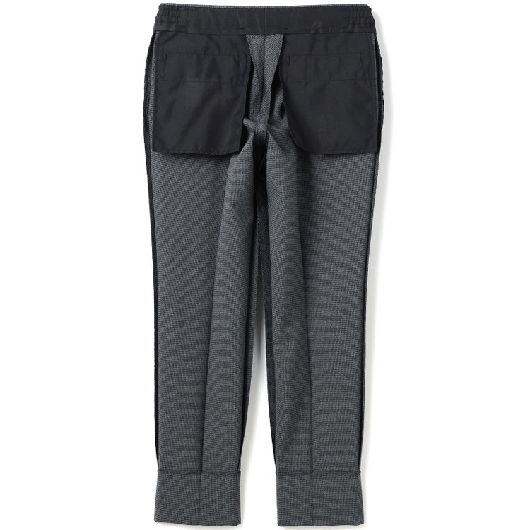 ブラックライン 【SLIM TAPERED_2】【春夏】2釦シングルスーツ 0タック/グレー&ブラック×ハウンドトゥース/ウエストシャーリング/4S SUSTAINABILITY&ECOLOGY FABRIC/※パンツ裾上げ済仕様 グレー濃色