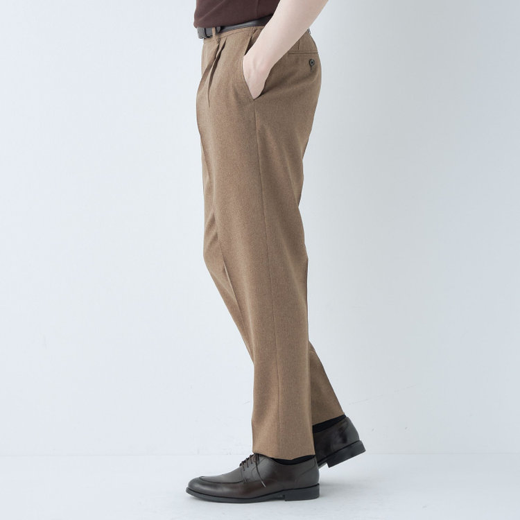 シルバーライン 【RBC】【春夏】2タックパンツ/ブラウン/ウエストシャーリング仕様/4S SUSTAINABILITY&ECOLOGY FABRIC/※裾上げ済仕様 茶中間