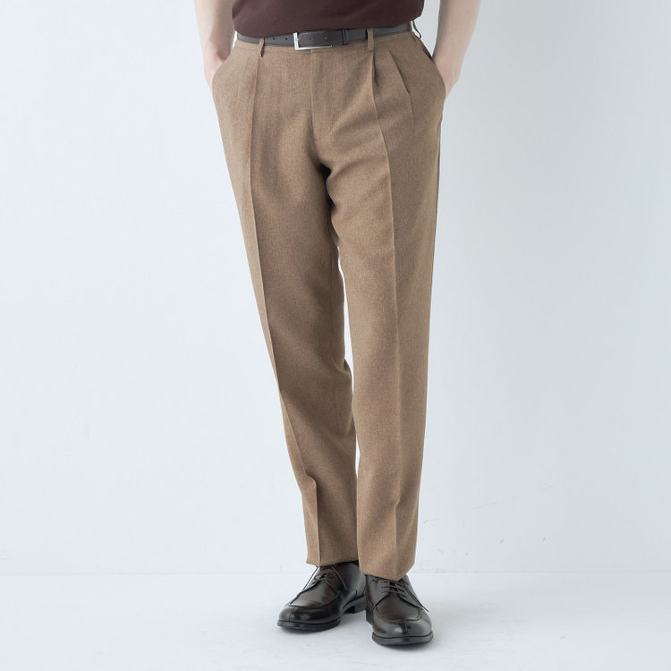 シルバーライン 【RBC】【春夏】2タックパンツ/ブラウン/ウエストシャーリング仕様/4S SUSTAINABILITY&ECOLOGY FABRIC/※裾上げ済仕様 茶中間