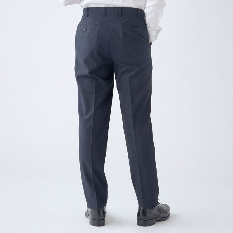 シルバーライン 【CLASSICO TAPERED】【春夏】2釦シングルスリーピーススーツ 1タック/ネイビー×ウィンドペン/ウエストムーブ/4S SUSTAINABILITY&ECOLOGY FABRIC/※パンツ裾上げ済仕様 紺濃色