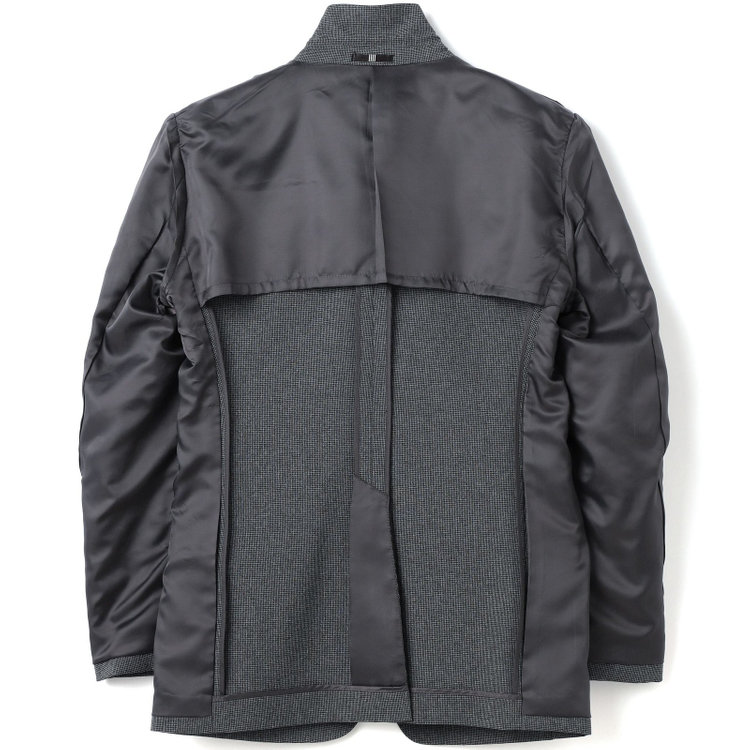 ブラックライン 【SLIM TAPERED_2】【春夏】2釦シングルスーツ 0タック/グレー&ブラック×ハウンドトゥース/ウエストシャーリング/4S SUSTAINABILITY&ECOLOGY FABRIC/※パンツ裾上げ済仕様 グレー濃色