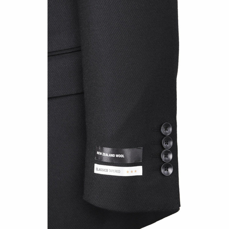 スーツセレクト 【WEB限定/OUTLET】【CLASSICO TAPERED】【秋冬】2釦シングルスーツ 1タック/ブラック×ツイル/NEW ZEALAND WOOL ブラック系(黒)