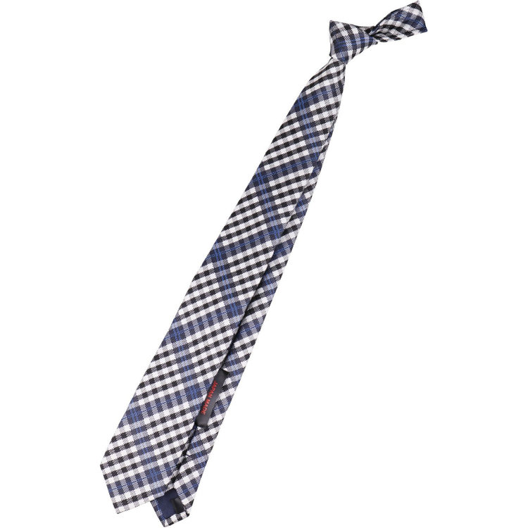 【WEB限定/OUTLET】【BL】シルクコットンチェックネクタイ 7.0cm幅/ネイビー×ホワイト×ブラック/JAPAN MADE