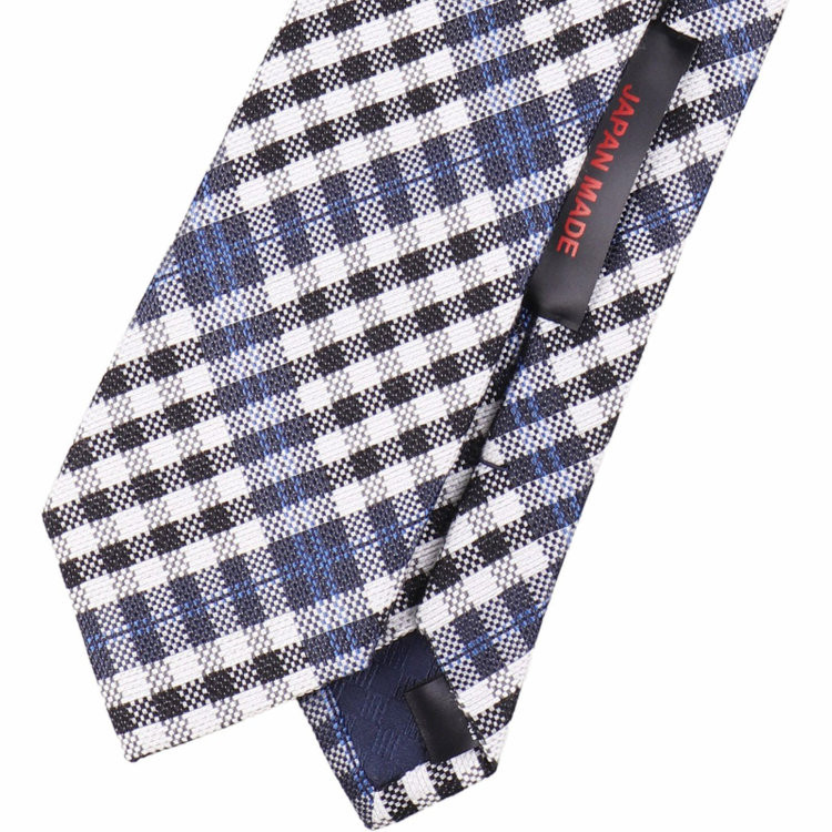 ブラックライン 【WEB限定/OUTLET】【BL】シルクコットンチェックネクタイ 7.0cm幅/ネイビー×ホワイト×ブラック/JAPAN MADE ネイビー系(紺)