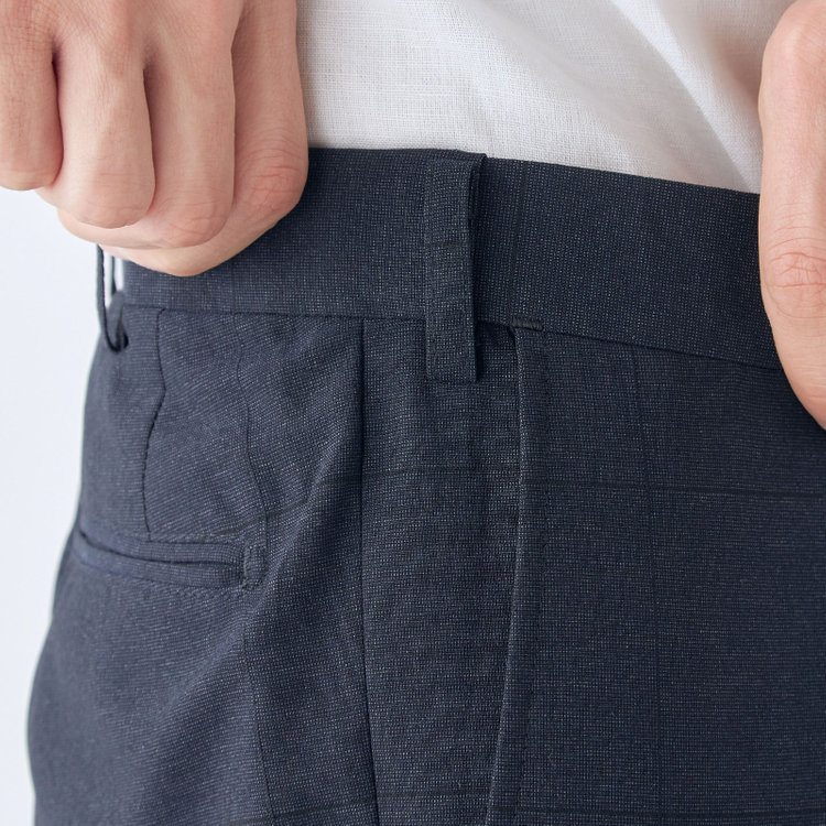 シルバーライン 【CLASSICO TAPERED】【春夏】2釦シングルスリーピーススーツ 1タック/ネイビー×ウィンドペン/ウエストムーブ/4S SUSTAINABILITY&ECOLOGY FABRIC/※パンツ裾上げ済仕様 紺濃色
