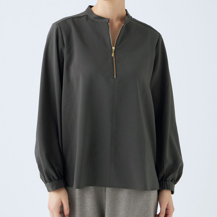 シルバーライン 【SL/長袖】ハーフゴールドジッププルオーバー/ダークグレー グレー濃色