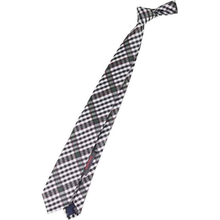 【WEB限定/OUTLET】【BL】シルクコットンチェックネクタイ 7.0cm幅/ブラウン×ホワイト×ブラック/JAPAN MADE