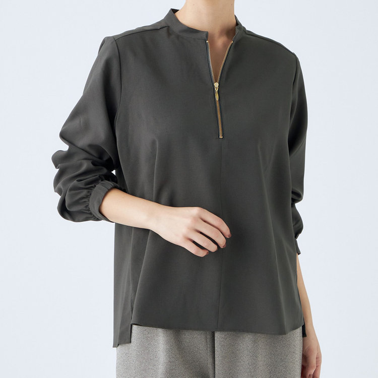 シルバーライン 【SL/長袖】ハーフゴールドジッププルオーバー/ダークグレー グレー濃色