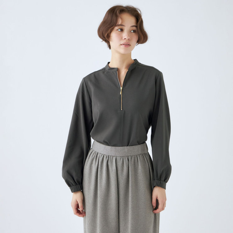 シルバーライン 【SL/長袖】ハーフゴールドジッププルオーバー/ダークグレー グレー濃色