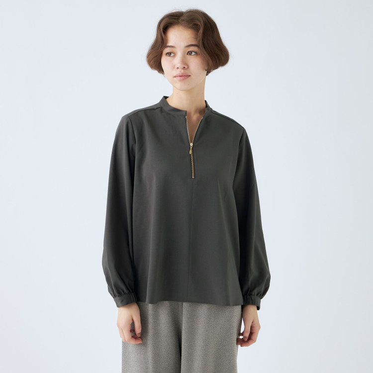 シルバーライン 【SL/長袖】ハーフゴールドジッププルオーバー/ダークグレー グレー濃色